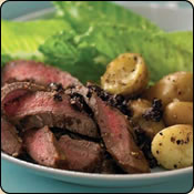 DELICIOUS CRIOLLO GRASS FED BEEF CAESAR BEEF STEAK WITH CHUNKY OLIVE TAPENADE
