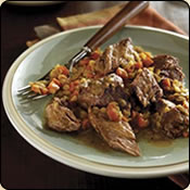 DELICIOUS CRIOLLO GRASS FED BEEF BRAISED CHUCK RANCH STEAKS WITH SAVORY LENTILS