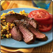 DELICIOUS CRIOLLO GRASS FED BEEF GRILLED SOUTHWEST STEAKS WITH SPICY CORN SALSA