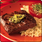 DELICIOUS CRIOLLO GRASS FED BEEF SPICEY LEMON PESTO FLAT IRON STEAK